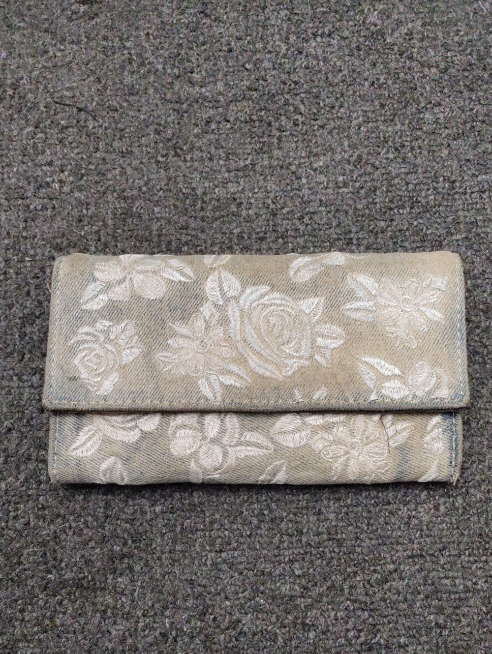 Patricia Nash Stonewashed Embroidered Denim Tri-fold Wallet